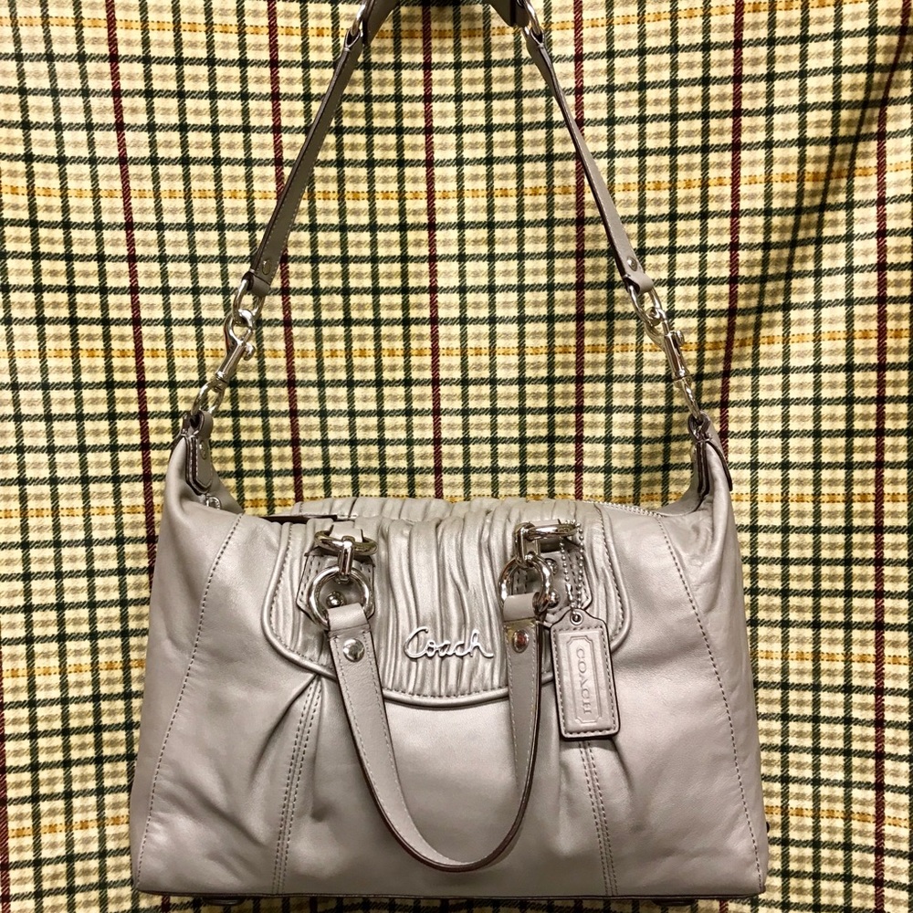COACH ASHLEY”GATHERED”LEATHER CONVERTIBLE SATCHEL